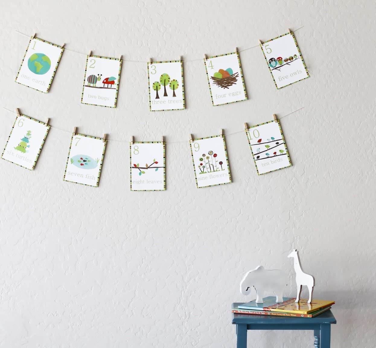 Woodland Number Counting Wall Cards in English, Set of Ten 5x7 Wall Art Prints, Forest Animal Nursery Wall Art Decor - Image 2