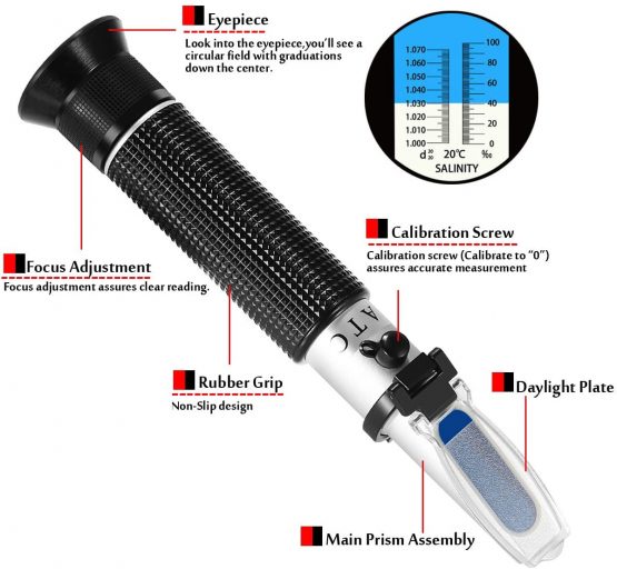 V·RESOURCING Seawater Salinity Refractometer, Automatic Temperature Compensation Sea Water Salinity Measurer for Aquarium,Hydrometer,0-100ppt & 1.000-1.070 Salinity Specific Gravity - Image 3