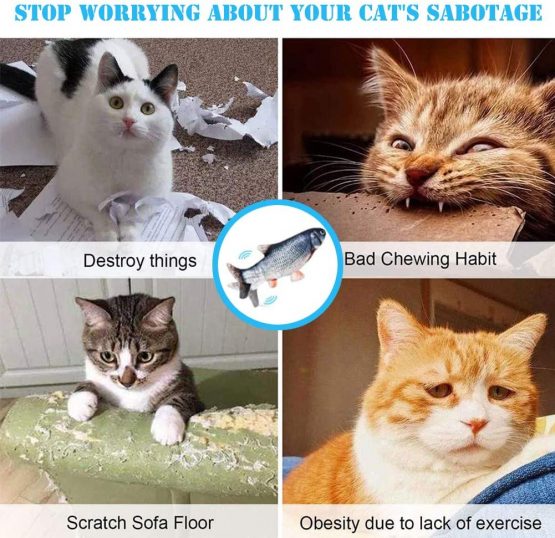 Suprcrne Dancing Fish Cat Toy, Catnip Toys Funny Electric Plush Doll Fish Kicker Toy for Cat and Kitten - Image 4