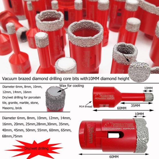SHDIATOOL Dry Diamond Drill Core Bit 2pk Diameter 6mm Vacuum Brazed Drilling Porcelain Tile Granite Marble - Image 2