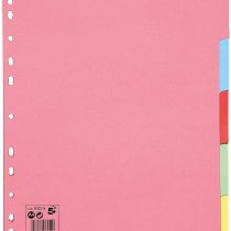 5 Star Subject Dividers Multipunched Manilla Board 5-Part Extra Wide A4 Assorted [Pack 10]