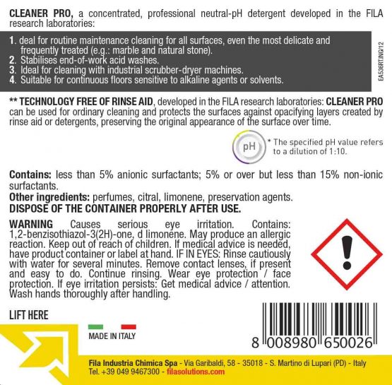 FILA Surface Care Solutions, Concentrated Neutral Detergent - Up to 40 Washes. Liquid Floor Cleaner for Marble, Stone, Porcelain Tiles, Ceramic Tiles, Terracotta, Wood and Laminates, 1L - Image 3