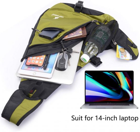 Sling Backpack Men Women | Sling Bag Waterproof Large Capacity 14" Laptop | Chest Bag Shoulder Crossbody Bag Triangle Backpack Outdoor Travelling Cycling Hiking Running - Image 2