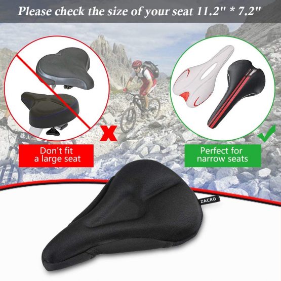 Zacro Gel Bike Seat Cover - Extra Soft Gel Bicycle Seat Cover - Bike Saddle Cushion with Water & Dust Resistant Cover with Reflective Strips - Image 4