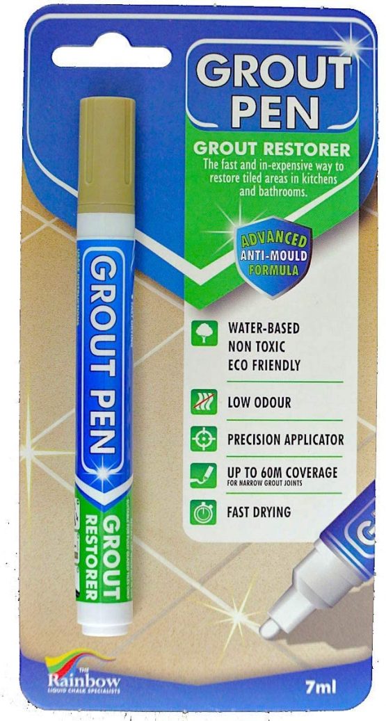 RAINBOW CHALK MARKERS LTD Grout Pen - Designed for restoring tile grout in bathrooms & kitchens (Beige)