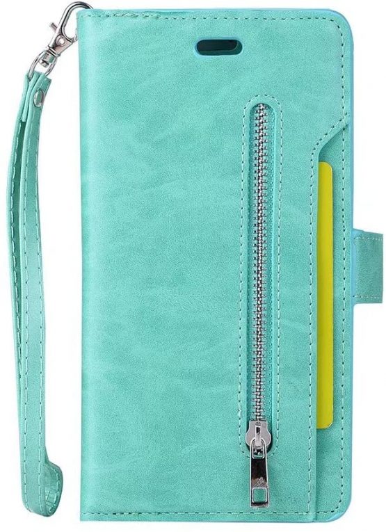 iPhone 6S Plus Case, iPhone 6 Plus Portable Magnetic Zipper Premium PU Leather Multifunctional Case with Purse Wallet Cover Stand Cash Card Holder Slot Hand Wrist Strap Design Folio Flip Case for Apple iPhone 6 Plus/ 6s Plus