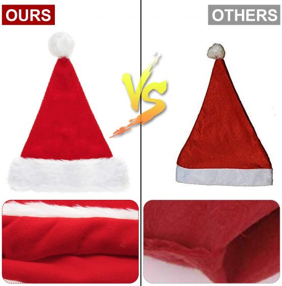 2 Santa Hat Unisex Christmas Cap Xmas Hat for Holiday (Red, 12.6 x 17.7 Inch) - Image 4
