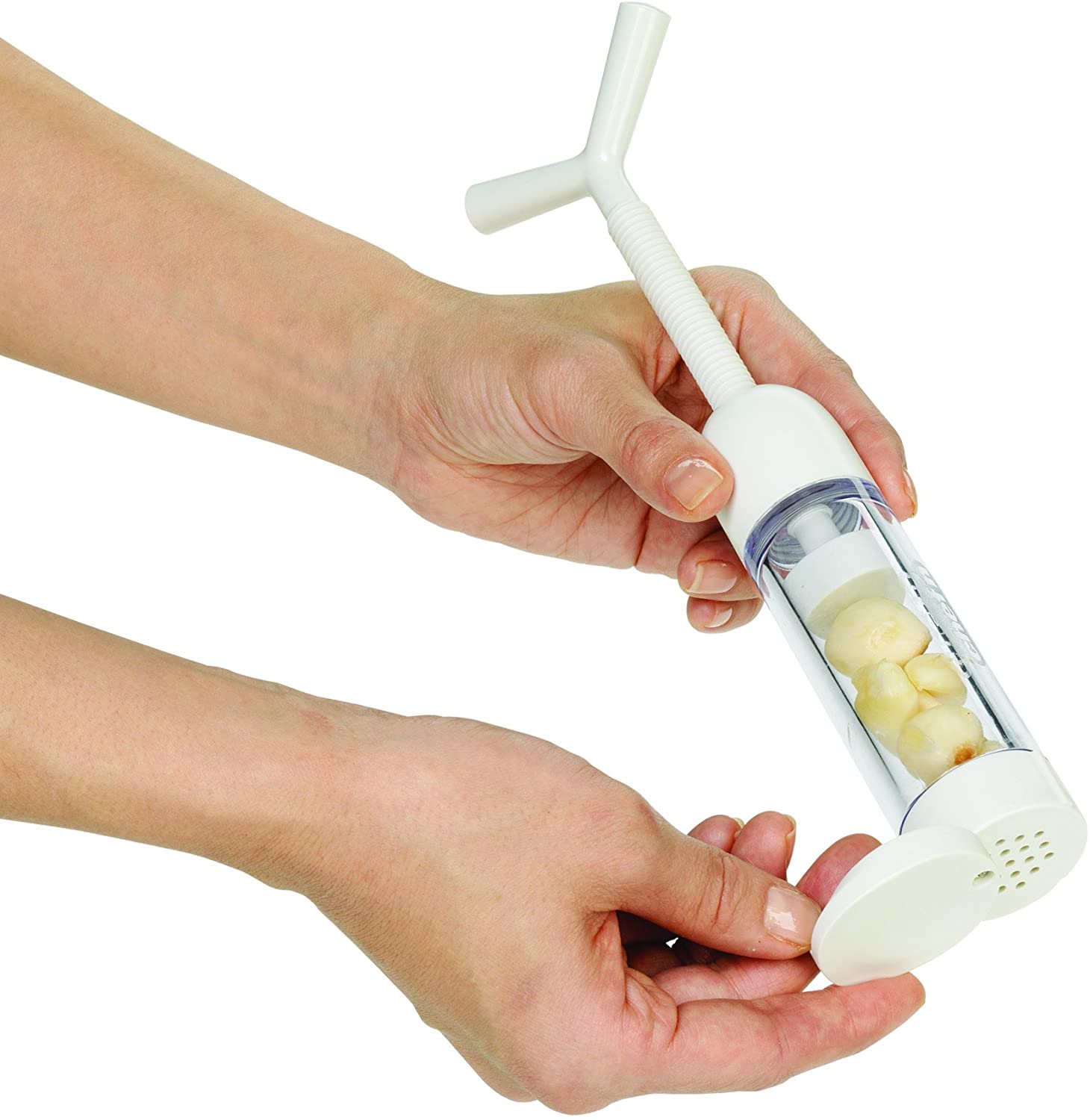 Chef'n Garlicmachine Garlic Press, Multi-Ply, White, 19.5 x 7.5 x 3.8 cm - Image 4