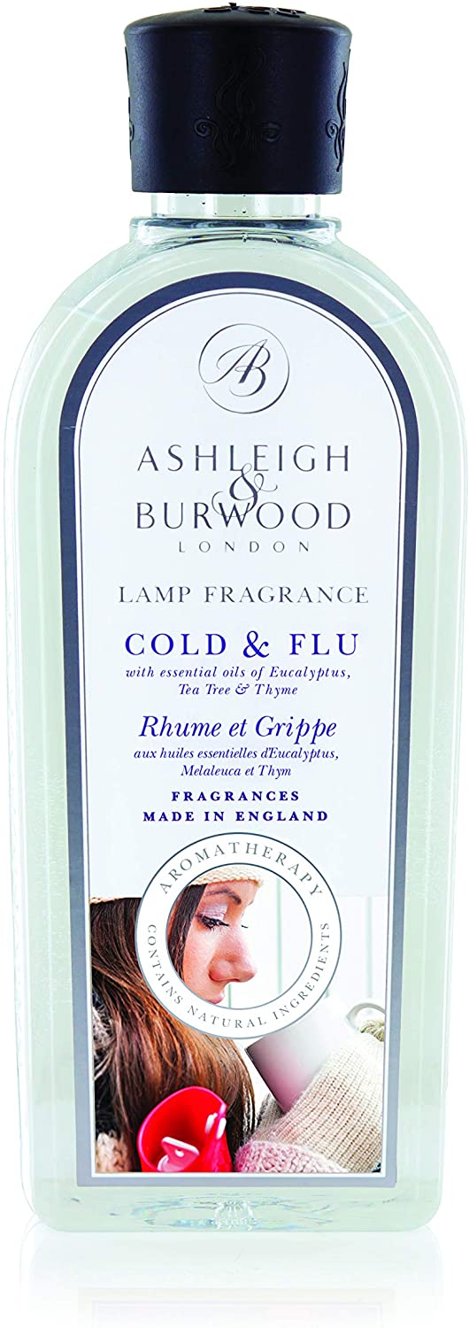 Ashleigh & Burwood, Essential Oil Blend Cold & Flu Lamp Fragrance, Purifying Eucalyptus, Tea Tree, Thyme, 500 mL, UK Made