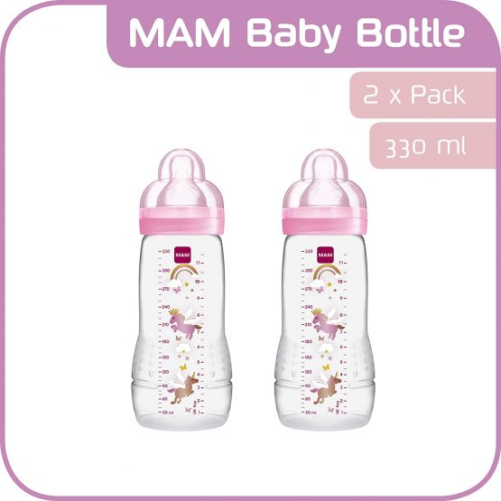 MAM Easy Active Baby Bottle with MAM Fast Flow Teats, Twin Pack of Baby Bottles, Baby Feeding, 330 ml, Colour: Assorted (Designs May Vary) - Image 4