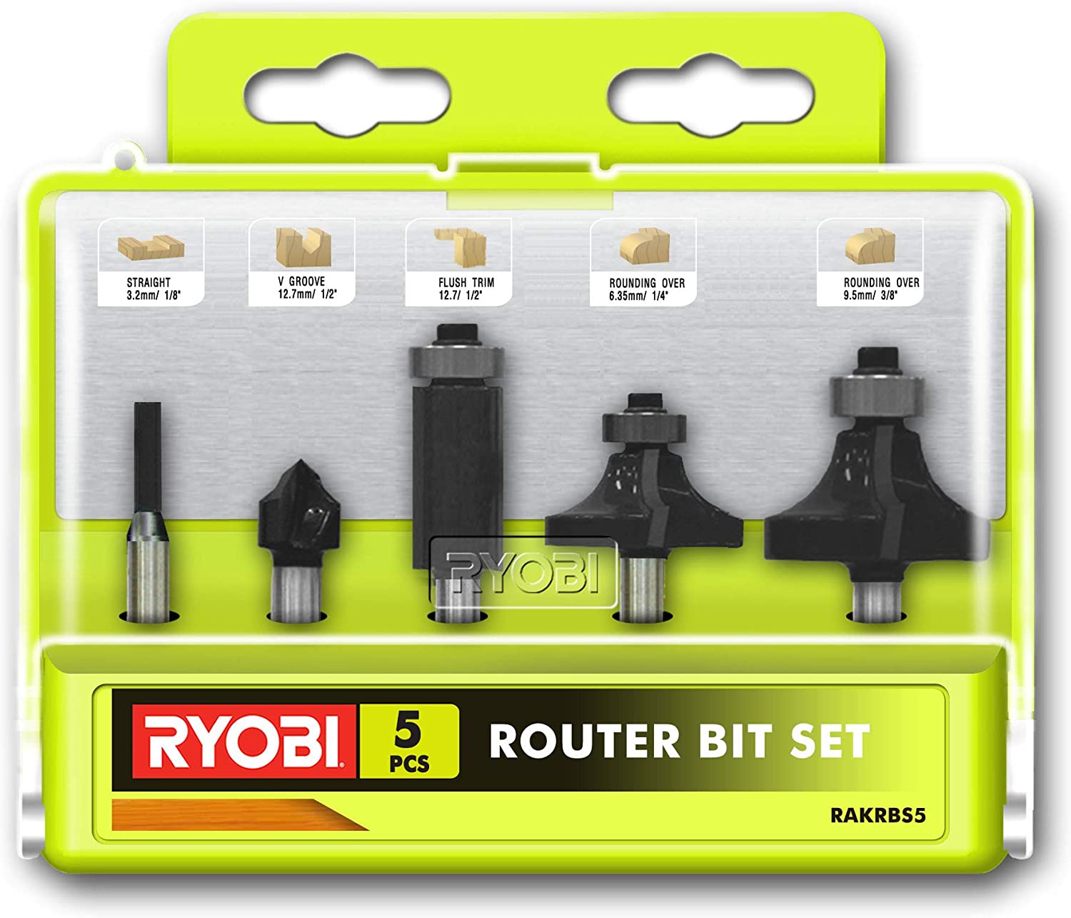 RYOBI RAKRBS5 Router Cutters, 5 Piece, 6 mm, 5 fraises