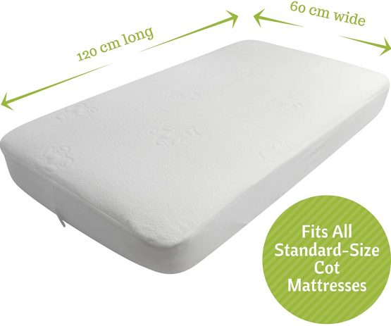 Premium Cot Mattress Protector 60 x 120 cm Noiseless Waterproof Pad Cover Fitted Sheet Natural Bamboo Silent Topper for Infant and Toddler Cot Baby Bed - Image 4