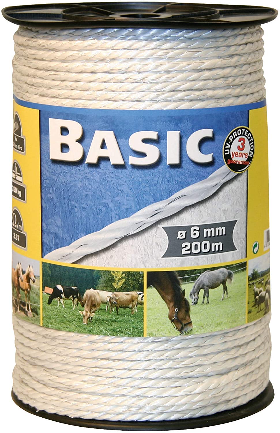 Cable for Fence 6 Strand X 0.20 MM - Load Capacity kg 350 Conductors, White, 6mmx200m