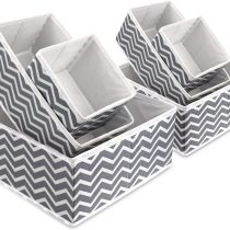 Fabric Storage Box Foldable Wardrobe Drawer Dividers Closet Dresser Organiser Collapsible Cloth Drawer Insert Cube Basket Bins Container for Underwear Socks, Neck Ties, Scarves, and Handkerchiefs
