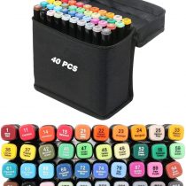 40 Colours Graphic Marker Pen,Artist Necessary Permanent Art Markers Twin Marker Pen Animation Design for Drawing Coloring Highlighting and Underlining, black