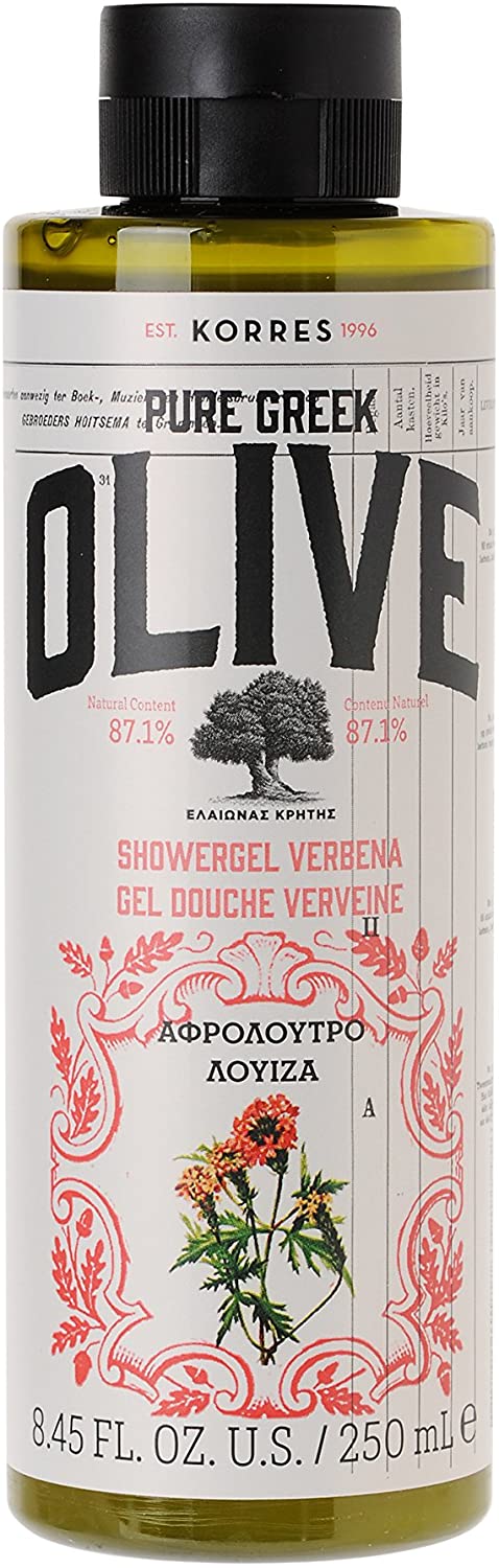 KORRES Pure Greek Olive Natural Olive Verbena Shower Gel, Vegan, 250 ml (Pack of 1)