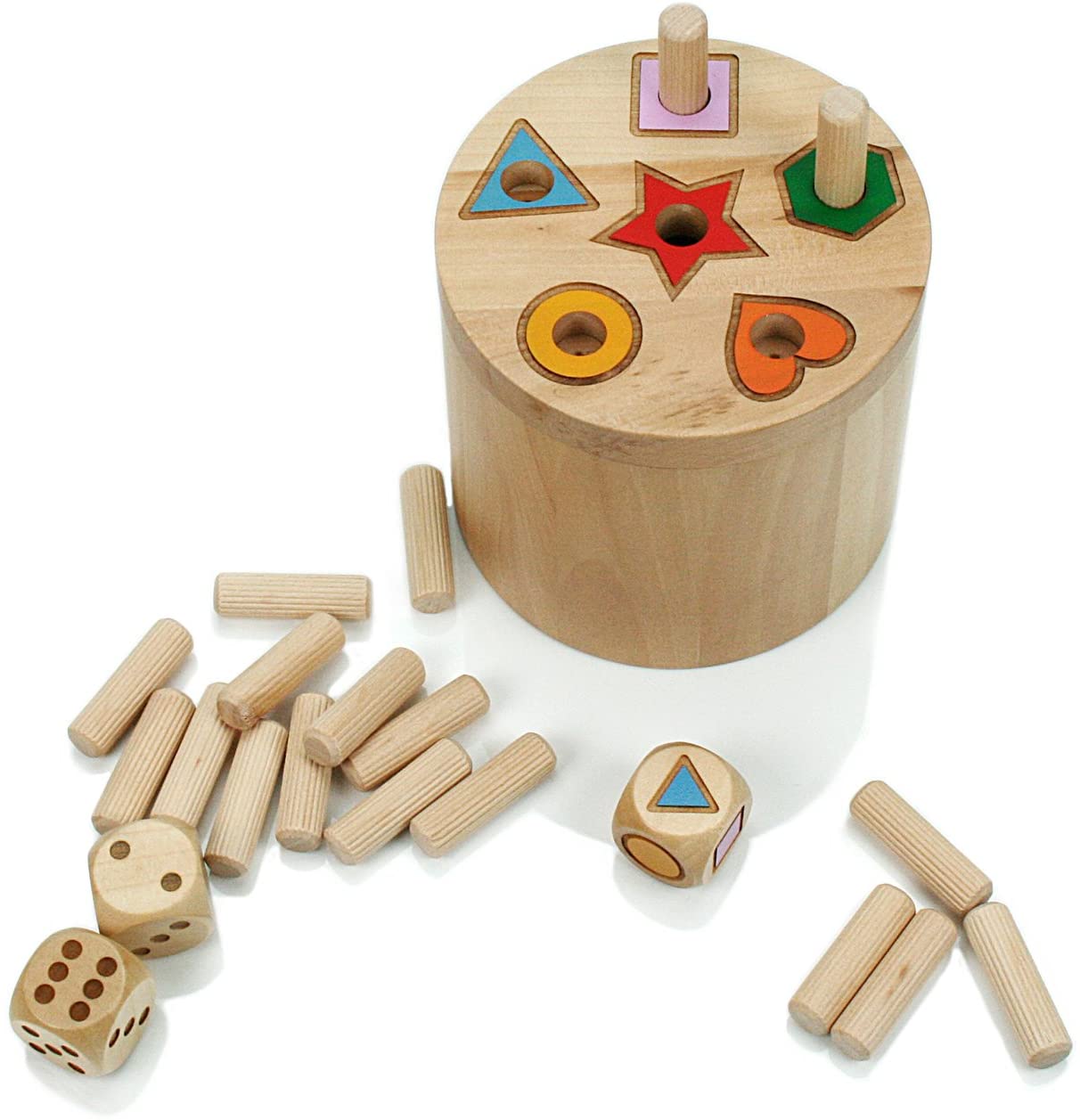 BestSaller 3020 'SUPER SIX' wood, playable on both sides, also for children 36 sticks & 3 cubes, natural (1 piece) - Image 3