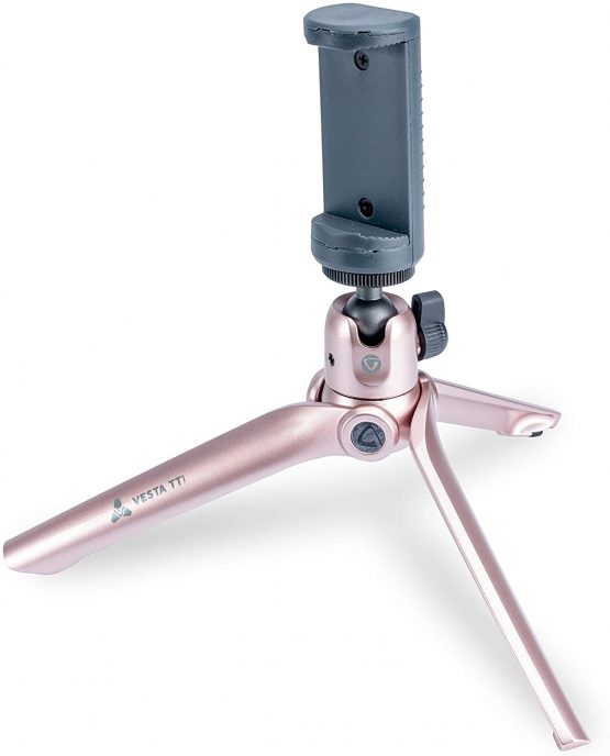 VANGUARD Vesta Mini Aluminum Tabletop Tripod with Smartphone Holder - Rose Gold