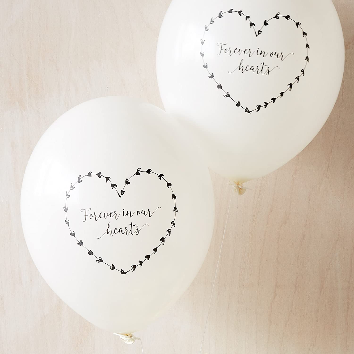 ANGEL & DOVE 25 White Funeral Balloons 'Forever In Our Hearts' - Biodegradable, for Memorial Remembrance, Celebration of Life - Image 2