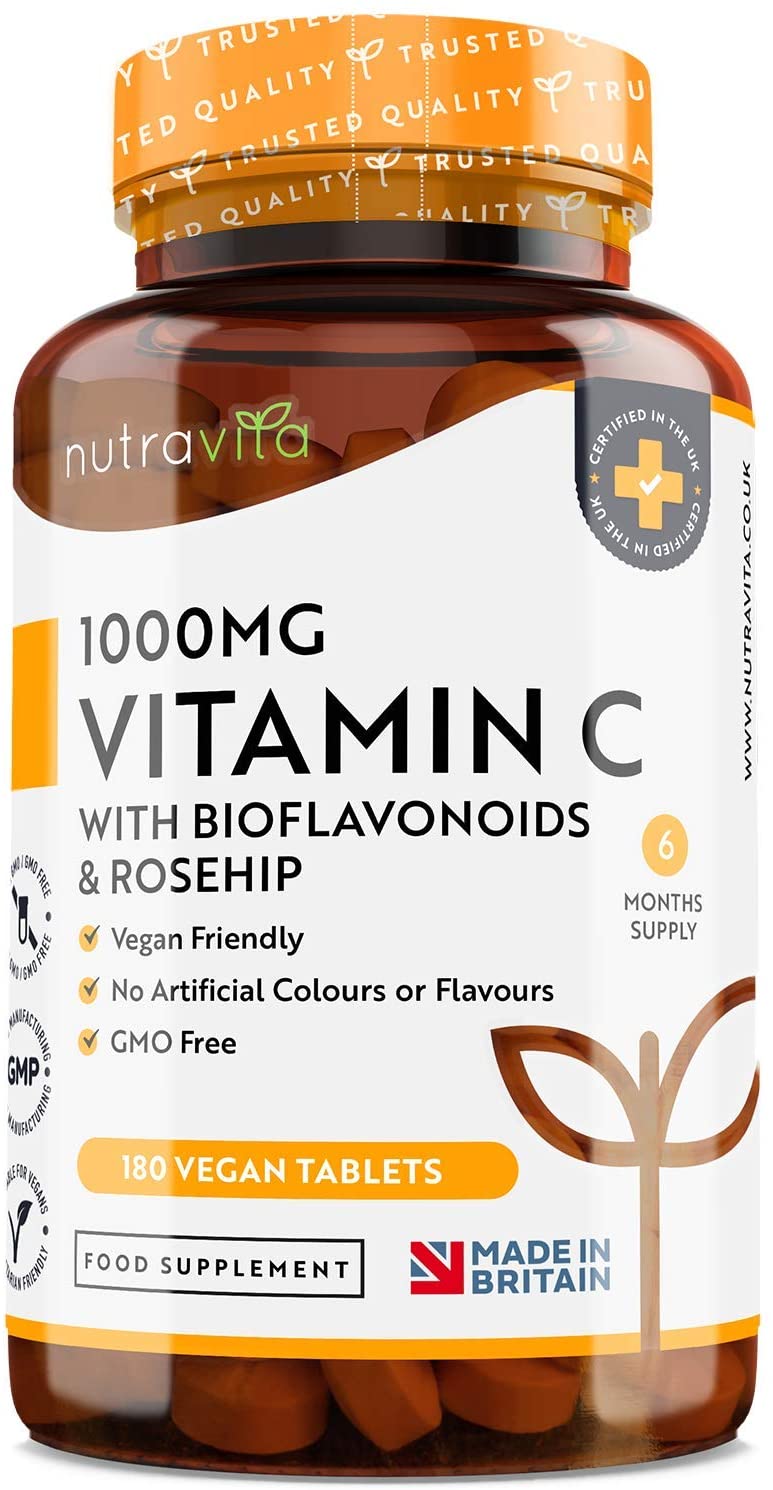 Nutravita Vitamin C 1000mg, 180 Premium Vegan & Vegetarian Tablets, 6 Month Supply, High Strength Ascorbic Acid