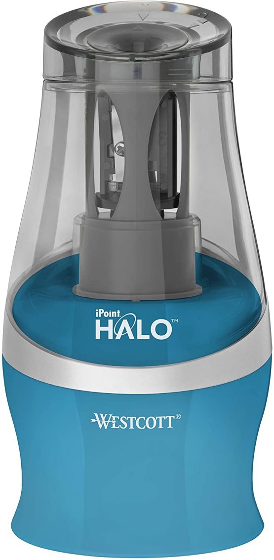 Westcott iPoint Halo Battery-Operated Pencil Sharpener turquoise