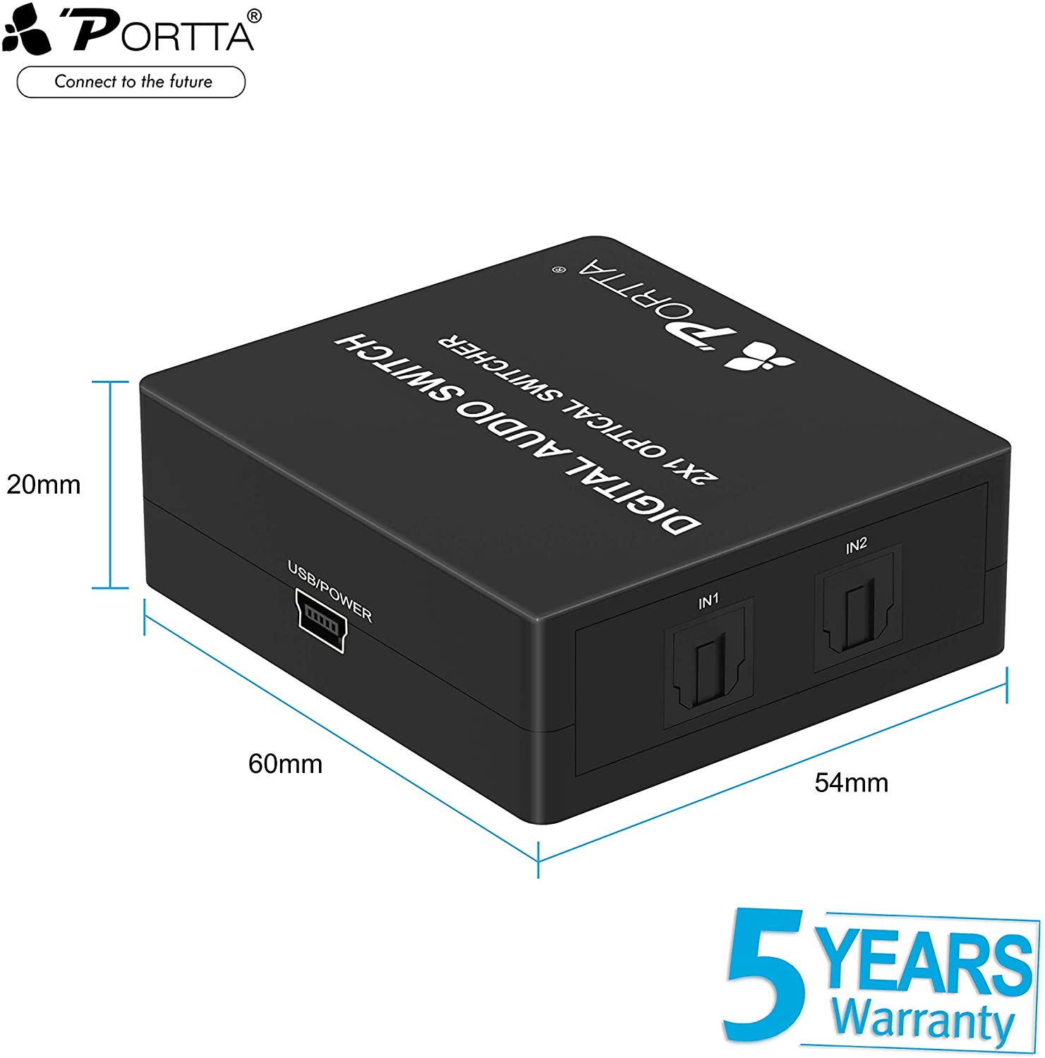 Portta SPDIF Toslink Switcher 2x1 Digital Optical Audio Switch with IR Remote Control 1:1 Transmission for Xbox/Blu-ray player/Sound Bar/Receiver/Speakers/DVD Player/Amplifier and More - Image 2