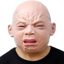 CreepyParty Crying Baby Face Mask Human Realistic Latex Full Head Masks for Halloween Costume Party Carnival Cosplay