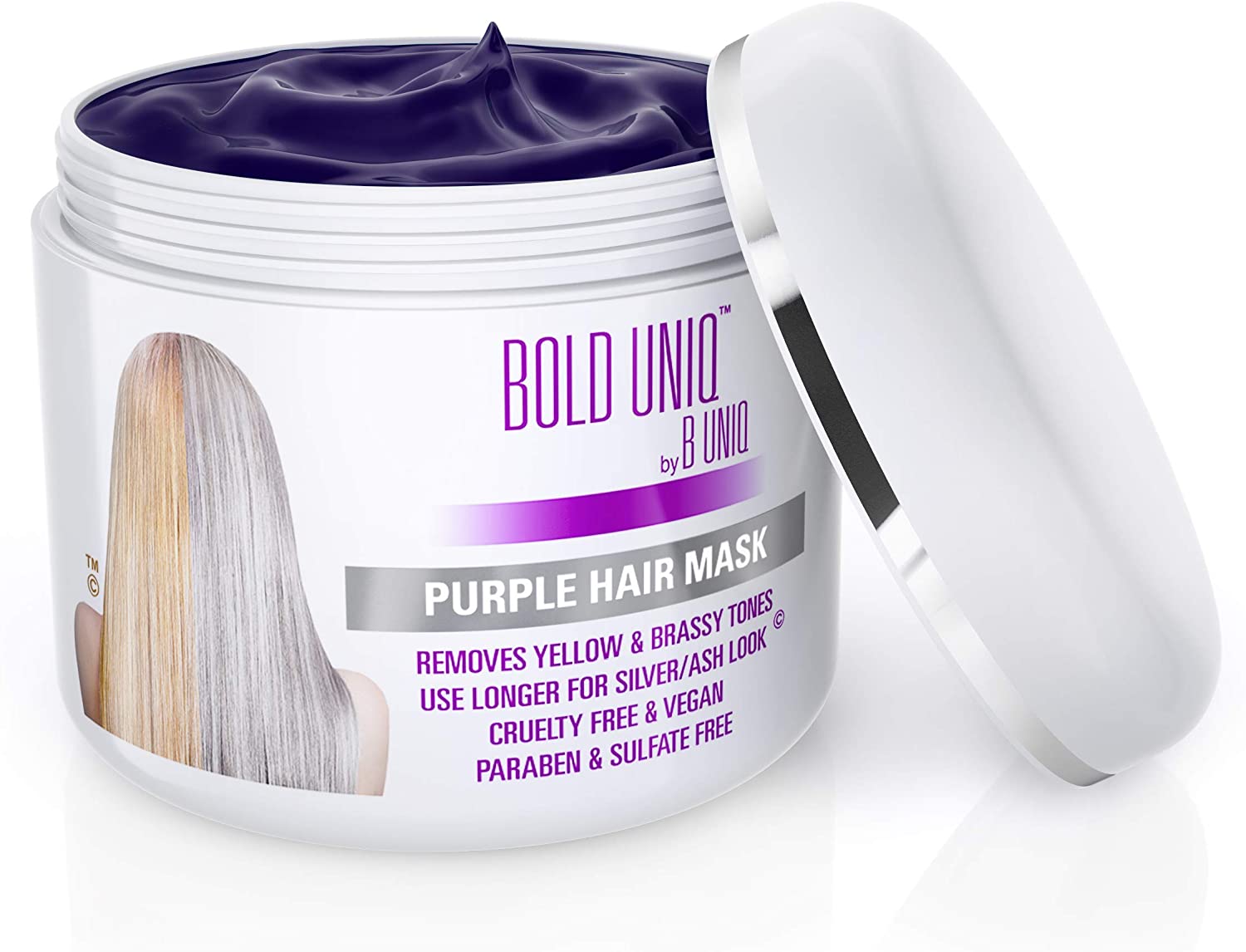 Bold Uniq Purple Hair Mask, Toner for Blonde Platinum, Bleached, Silver, Gray, Ash & Brassy Hair - Image 2