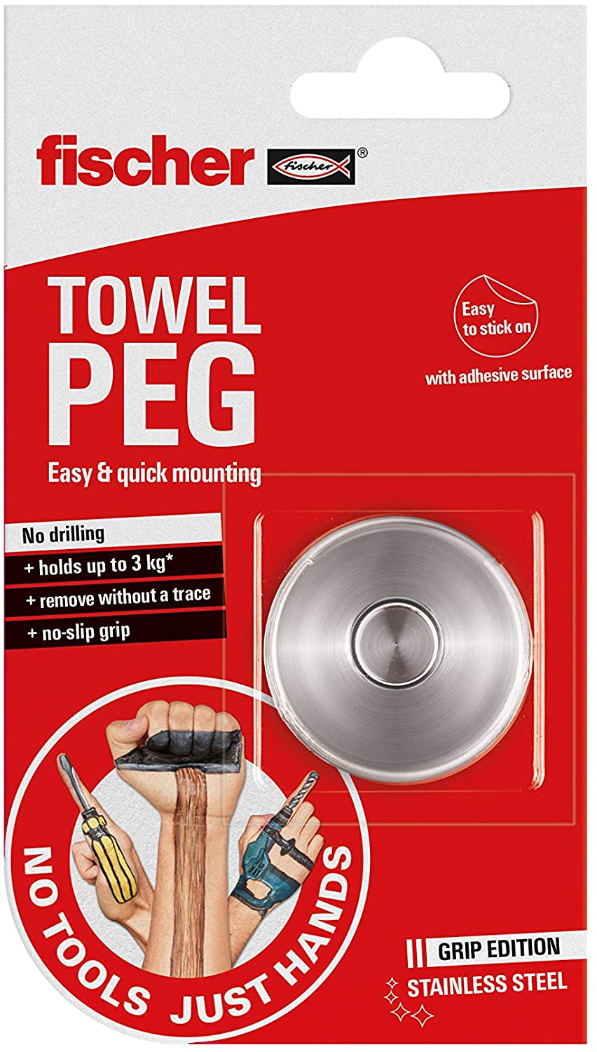 fischer No Tools Just Hands - Towel Peg - 3kg, 551928