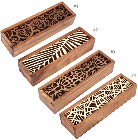 4 Types Wooden Pencil Case Box Desktop Stationery Storage Organizer Student School Office Use(Leaf Type) - Image 3