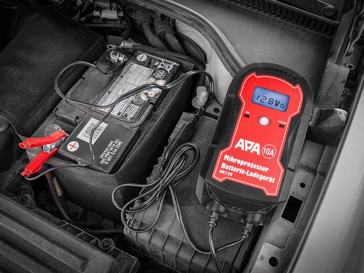 PA APA 16622 Microprocessor Car Battery Charger 6/12V 10A, black/red - Image 3