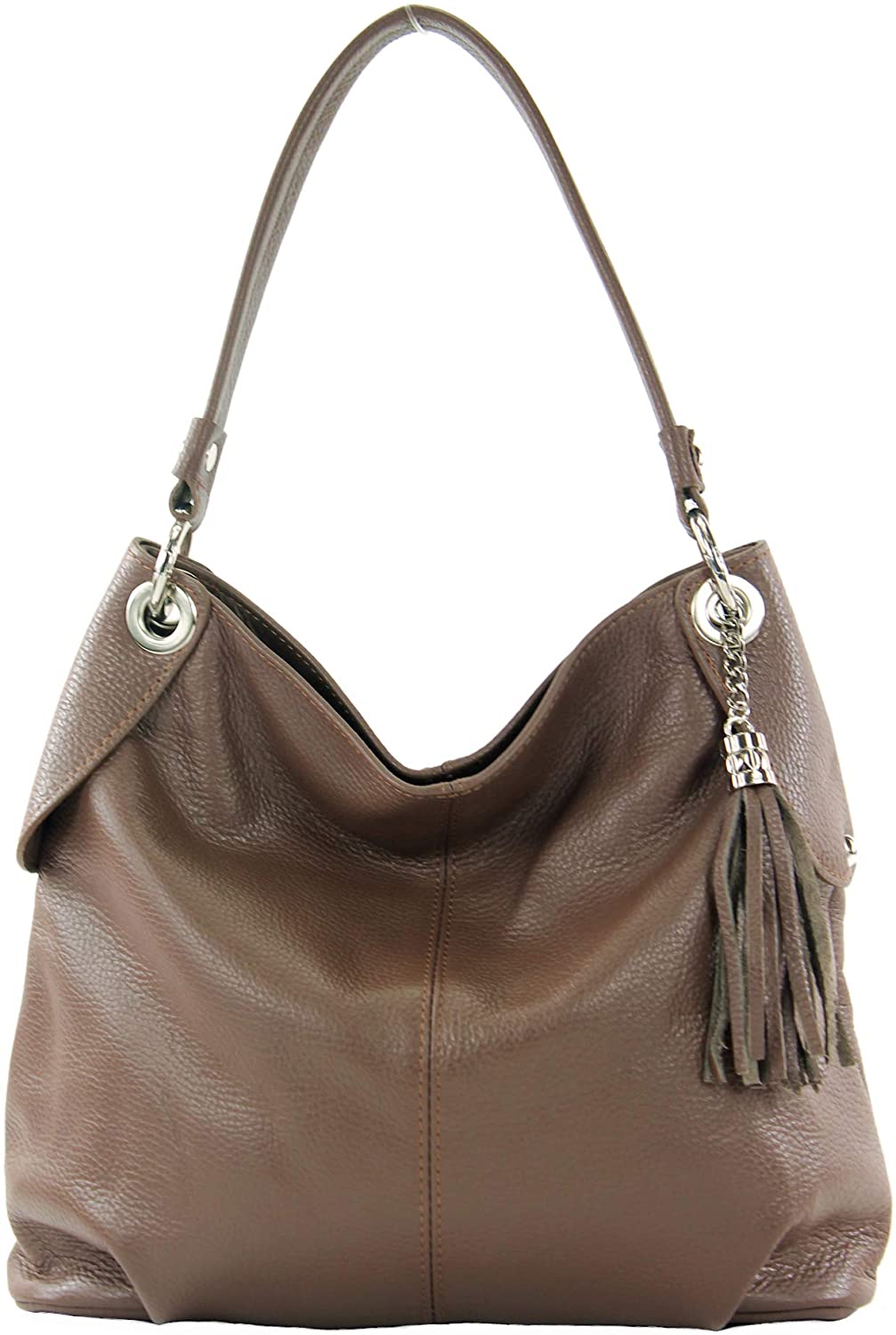 modamoda de - T185 - ital. Ladies leather shoulder bag, Colour:Terra Brown - Image 2