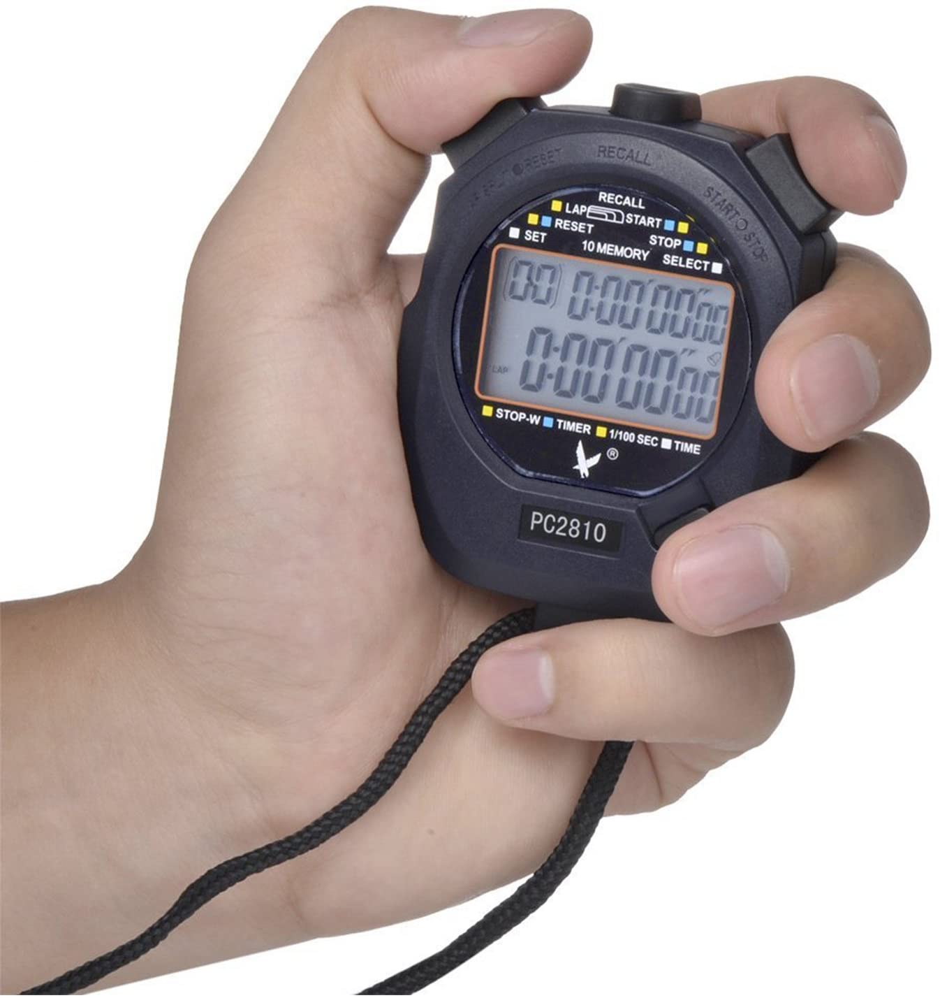 Digital Sport Stopwatch Timer with 2Rows of 10 Memory Time Display
