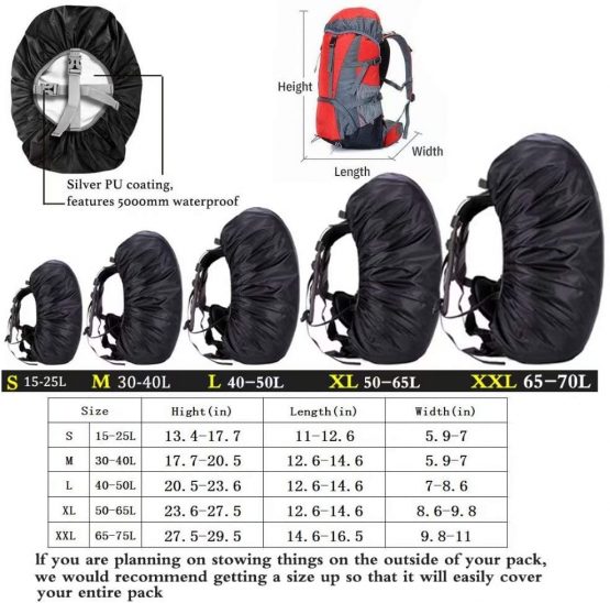 Waterproof Backpack Rain Cover (15-80L) Upgraded Triple Waterproofing with Adjustable Anti Slip Buckle Strap andWear-Resisting and Durable for Outdoor,Hiking,Camping, Traveling,Cycling - Image 4