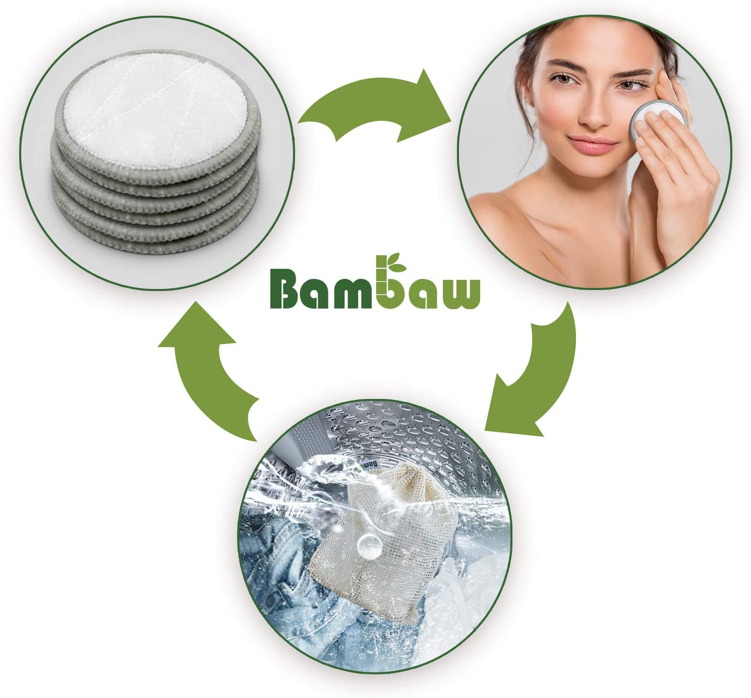 Washable Make-up Pads, 16 Reusable Cotton Pads Made of Bamboo and Cotton with Laundry Bag, Washable Pads, Cotton Pads - Image 4