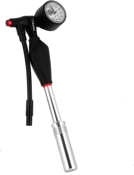 Zefal Z Shock Aluminium Shock Pump, 25 bar/360 psi, 235 g- Silver/Black