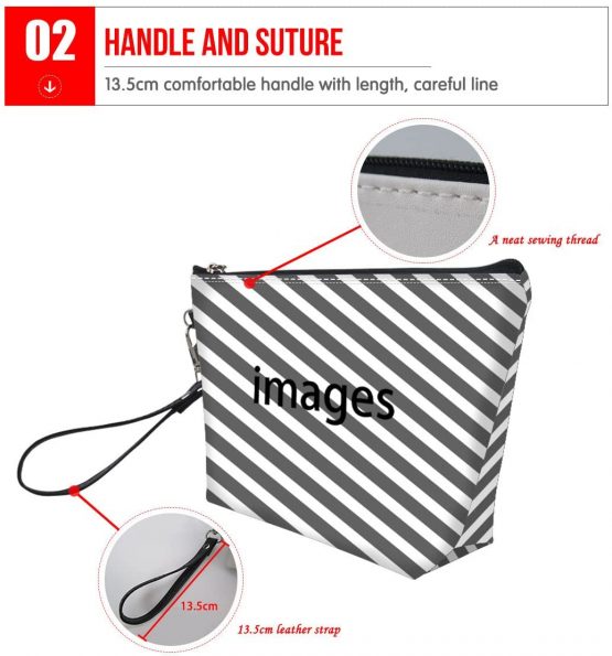 Showudesigns Leather Makeup Bag Trapezoid Cosmetic Case with Removable Strap Cute Sloth Flower Print - Image 4