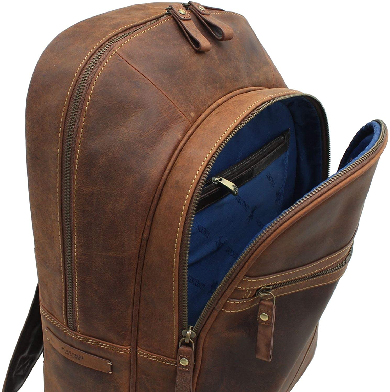 VISCONTI Toscana Collection Leather Laptop Backpack TC80b Havana Tan - Image 3