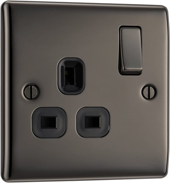 BG Electrical NBN21B-01 Single Switched Power Socket, Black Nickel, 13 Amp, 2.3 cm*8.6 cm*8.6 cm - Image 3