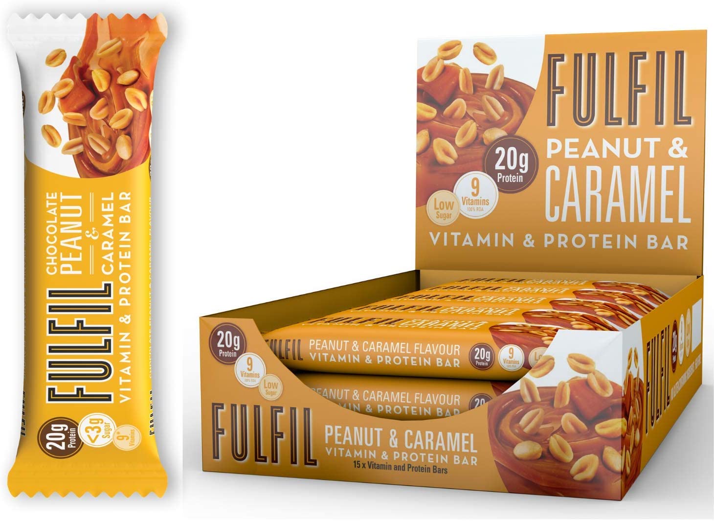FULFIL Vitamin and Protein Bar Chocolate Peanut & Caramel Flavour, 15 x ...