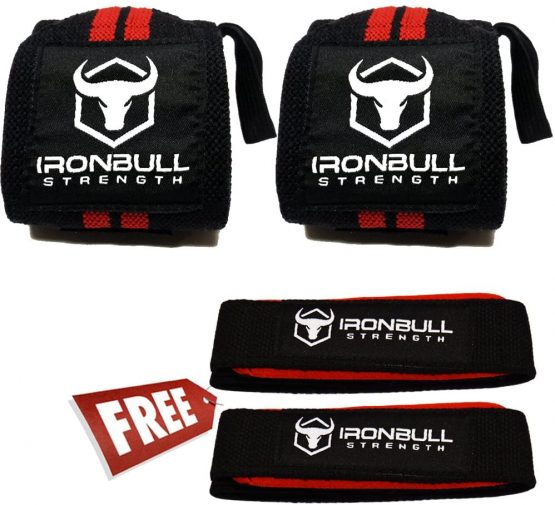 Wrist Wraps (20" Premium Quality) & Lifting Straps (Bundle Pack), Heavy Duty Wrist Support with Thumb Loop, Pair of Two Wrist Wraps with Pair of Two Wrist Straps for Weight Training
