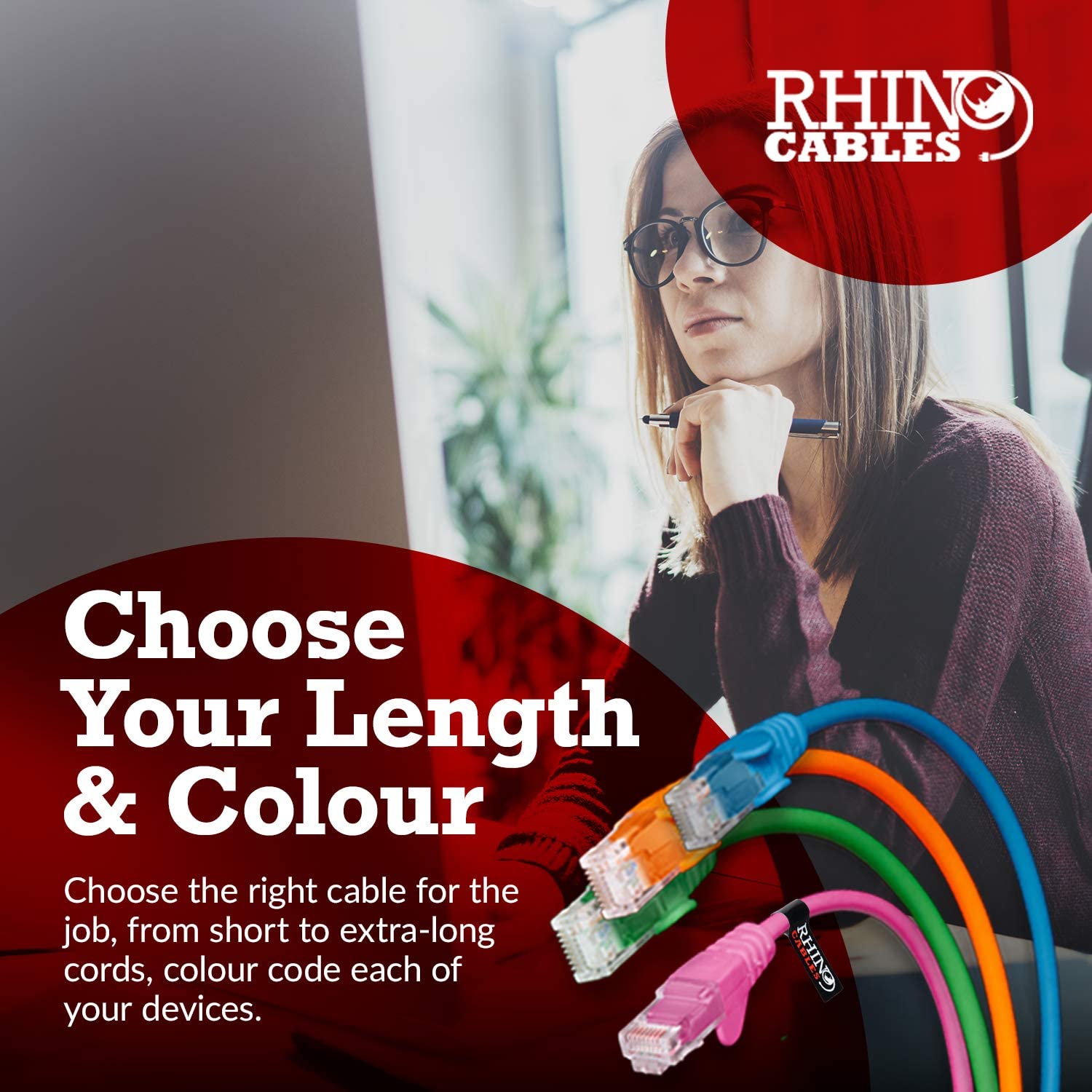 rhinocables CAT 6 High-Speed Gigabit Ethernet Cable - Patch Network Lead for LAN, Black, 1m - Image 3