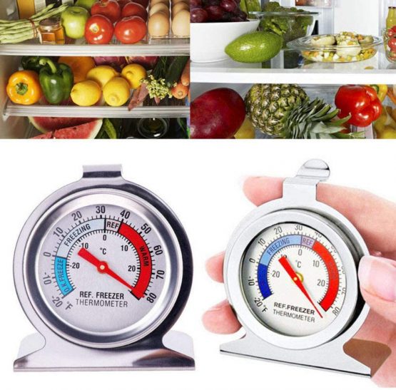Fridge Thermometer Refrigerator Thermometer,INRIGOROUS Pack of 2 Stainless Steel Dial Fridge/Freezer Thermometer with Hanging Hook and Retractable Stand (Dial Style) - Image 3