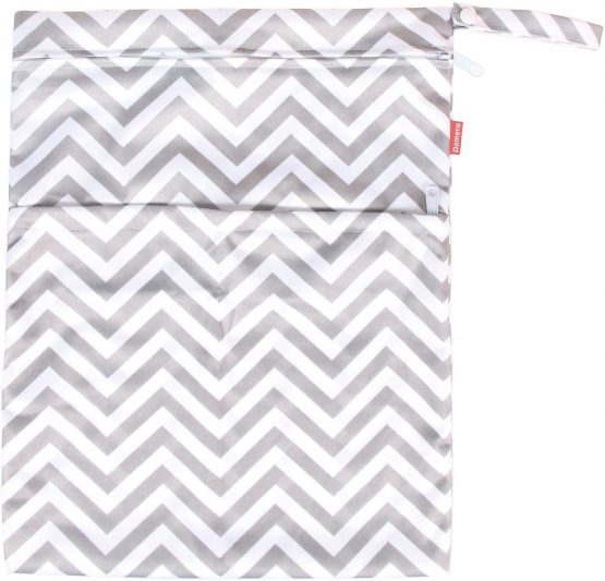 Damero 3pcs Pack Wet Dry Bag for Cloth Diapers Nappy Bag Daycare Organiser Bag, Grey Chevron - Image 2