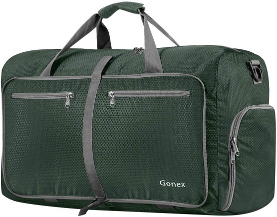 Gonex 80L Foldable Sport Duffels Travel Bag Large Sport Holdall Bag Packable Gym Bag Lightweight Waterproof Luggage (Black)