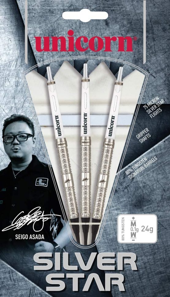 Unicorn Darts Seigo Asada Silver Star - 80 Percent Tungsten Soft Tip Dart, Silver, 23 g - Image 2