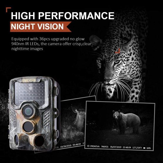 Crenova Trail Camera 4K Wildlife Camera Include 32GB SD Card 47 pcs 940nm IR LEDs and IP66 Waterproof Game Camera Motion Activated Night Vision Perfect for Wildlife Observation - Image 3