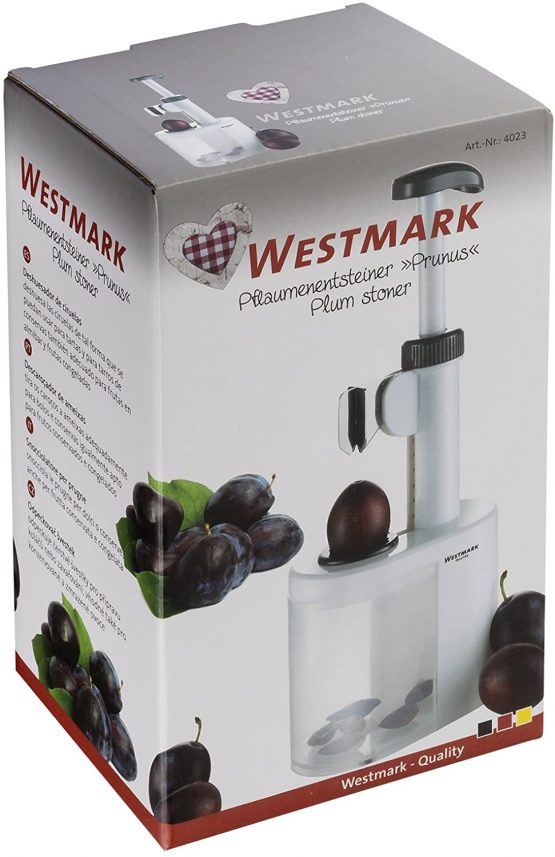 Westmark Plum Stoner For Kitchen-Ready Pitted Plums, Height: 26.5 cm, Plastic/Stainless Steel Blade, Prunus, White/Anthracite, 40232260 - Image 3