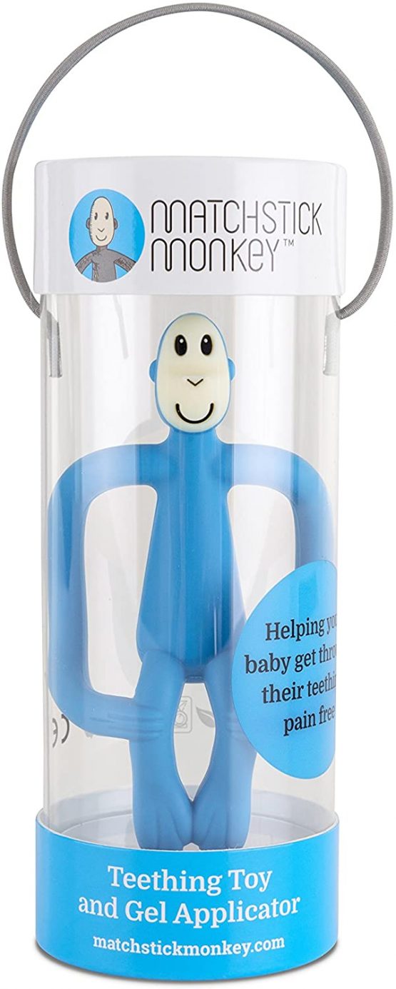 Matchstick Monkey Teething Toy for Baby, Stimulates and Massages Sore Gums, 3 Months Old+, Light Blue - Image 4