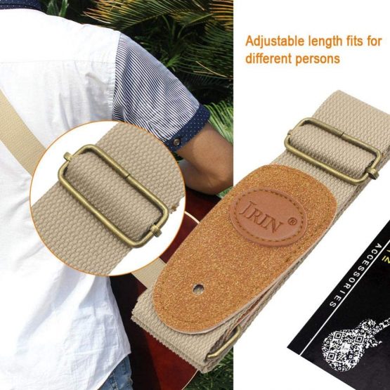 Guitar Strap, Comfortable Durable Adjustable Cotton Woven Guitar Strap for Classic Folk Guitar(18.50 * 6.50 * 1.80cm-Beige) - Image 3